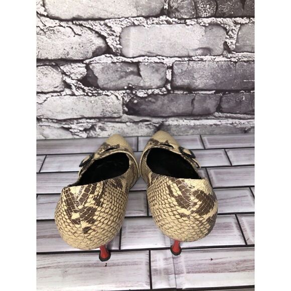 Giuseppe Zanotti Ivory Cream SnakeSkin Leather Pointed Strap Heels Women Sz 37EU - Picture 8 of 16
